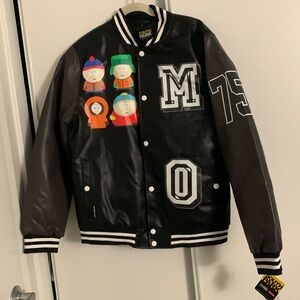 South Park x Members Only Black Bomber Varsity Jacket Size Medium New